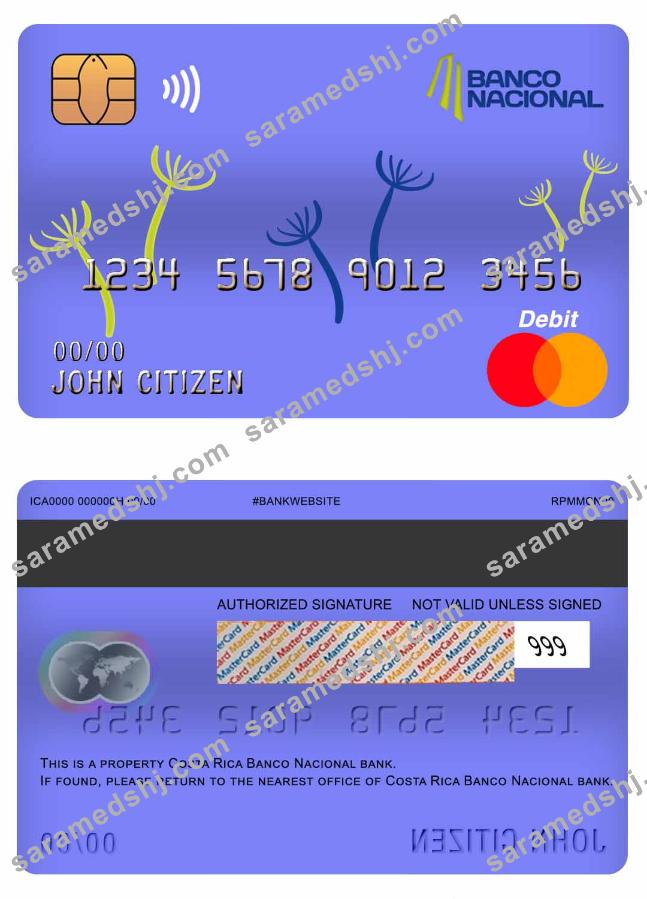Costa Rica Banco Nacional bank master debit card